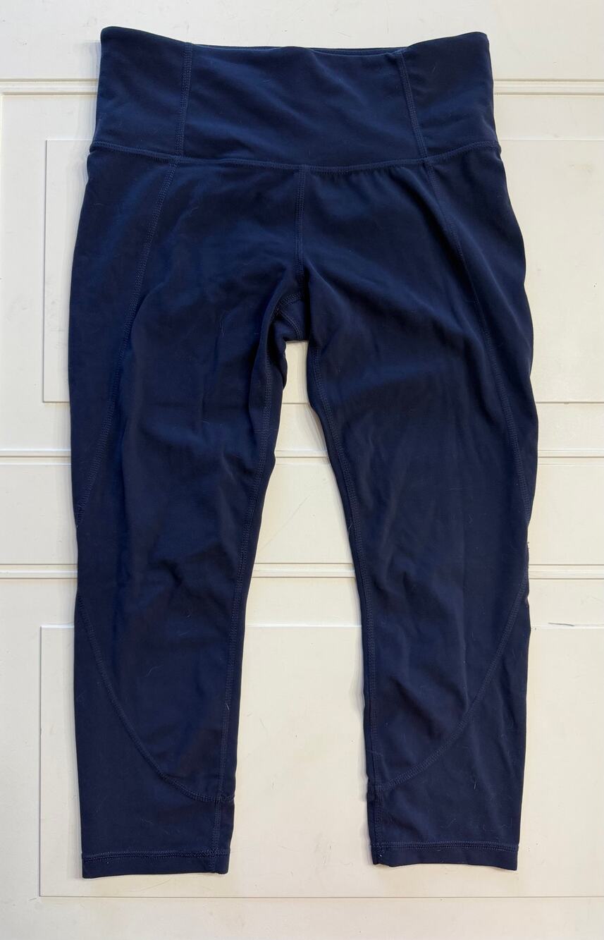 Athleta Womens Sz S Navy Blue Cropped Yoga Pants Leggings
